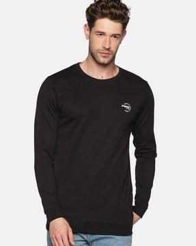 crew-neck sweatshirt with ribbed hems