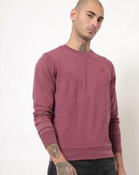 crew-neck sweatshirt with ribbed hems