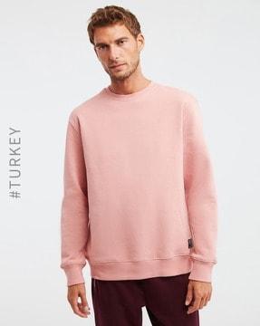 crew-neck sweatshirt with ribbed hems