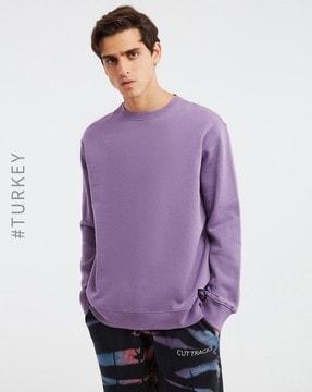 crew-neck sweatshirt with ribbed hems