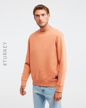 crew-neck sweatshirt with ribbed hems