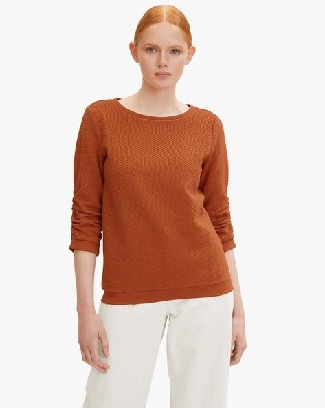 crew-neck sweatshirt with ribbed hems