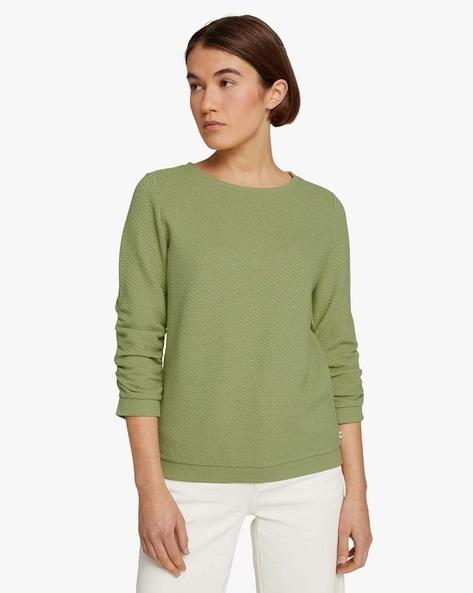 crew-neck sweatshirt with ribbed hems