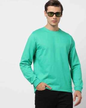 crew-neck sweatshirt with ribbed hems