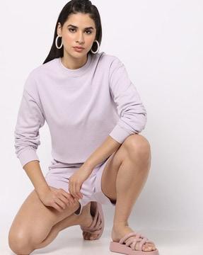 crew-neck sweatshirt with ribbed hems