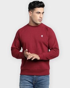 crew-neck sweatshirt with ribbed hems