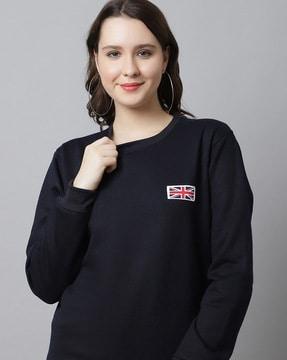 crew-neck sweatshirt with ribbed hems