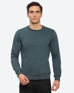 crew-neck sweatshirt with ribbed hems