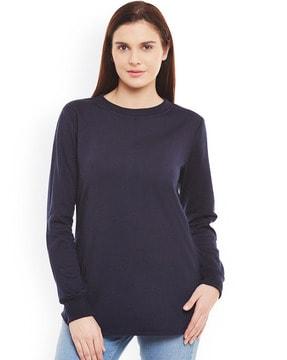 crew-neck sweatshirt with ribbed hems