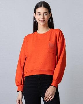 crew-neck sweatshirt with ribbed hems