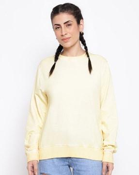 crew-neck sweatshirt with ribbed hems