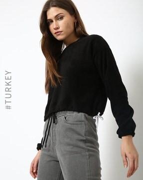 crew-neck sweatshirt with tie-up