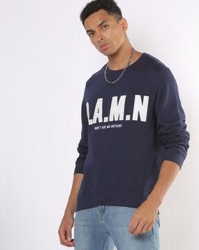 crew-neck sweatshirt with typographic applique