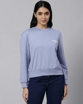 crew-neck sweatshirt with typographic embroidery