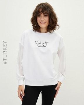 crew-neck sweatshirt with typographic print