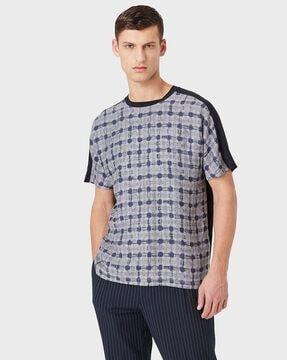 crew-neck t-shirt in jacquard pattern