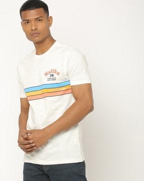 crew-neck t-shirt with chest stripes