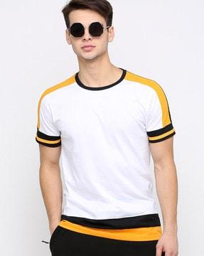 crew-neck t-shirt with colourblock pattern