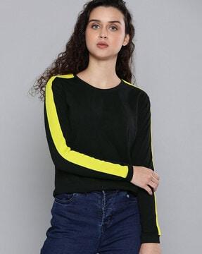 crew neck t-shirt with contrast panel