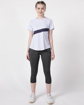 crew-neck t-shirt with contrast panel