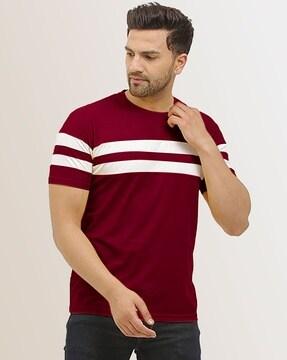 crew-neck t-shirt with contrast panels