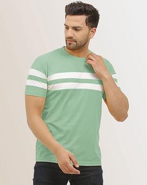 crew-neck t-shirt with contrast panels