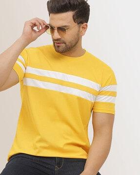 crew-neck t-shirt with contrast panels