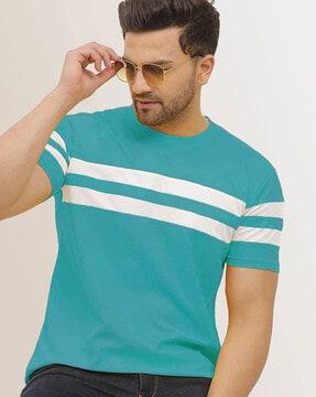 crew-neck t-shirt with contrast panels