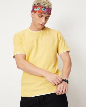 crew-neck t-shirt with contrast taping