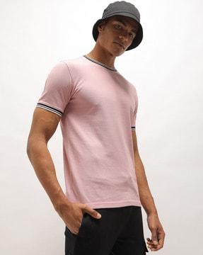 crew-neck t-shirt with contrast tipping