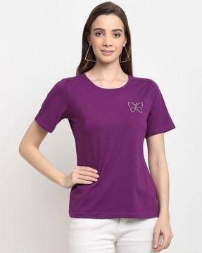 crew-neck t-shirt with embellishments