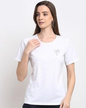 crew-neck t-shirt with embellishments
