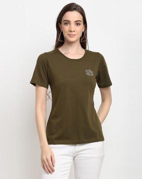 crew-neck t-shirt with embellishments