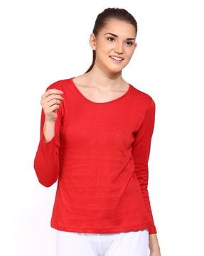 crew-neck t-shirt with full sleeves