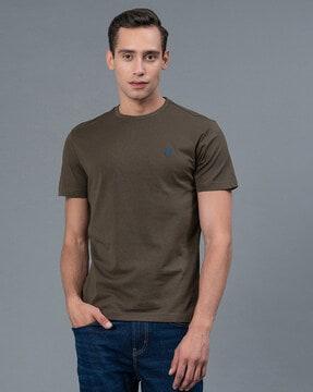 crew-neck t-shirt with logo embroidery
