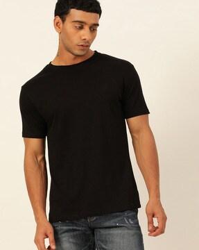 crew-neck t-shirt with logo embroidery