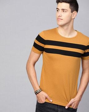 crew neck t-shirt with stripe detail