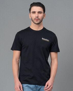 crew-neck t-shirt with typographic print