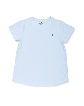 crew-neck top with logo embroidery
