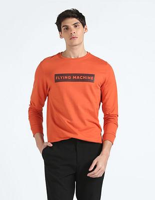 crew neck typographic print sweatshirt