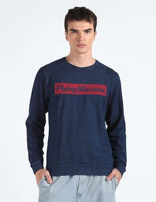 crew neck typographic print sweatshirt