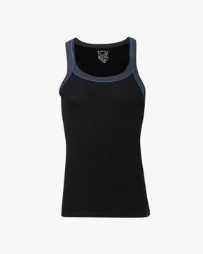 crew-neck vest with contrast lining