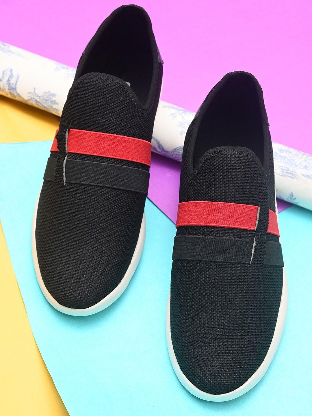 crew street men black slip-on sneakers