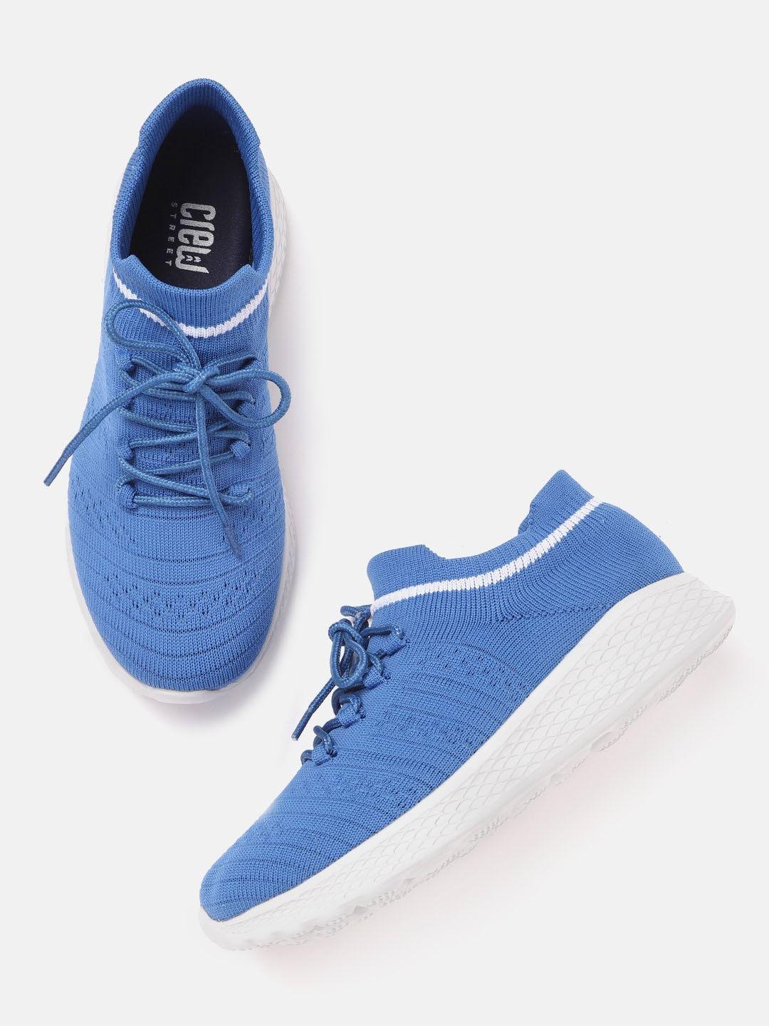 crew street women blue woven design sneakers