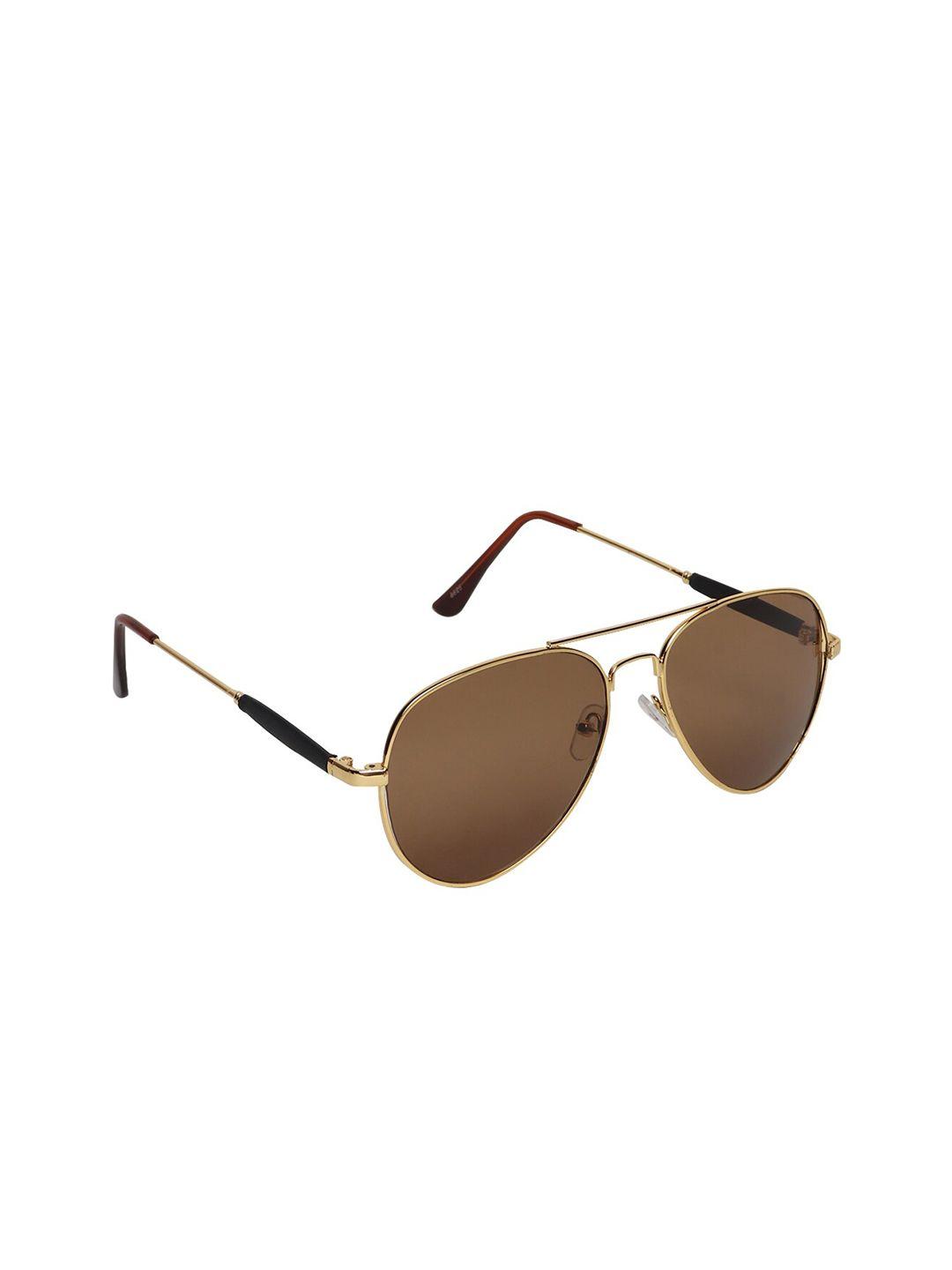 criba unisex brown lens & gold-toned aviator sunglasses with uv protected lens