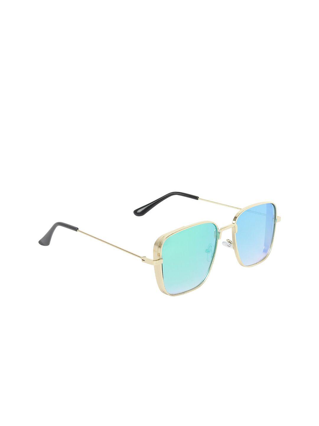 criba unisex blue lens & gold square sunglasses with uv protected lens gold_blue_kabir