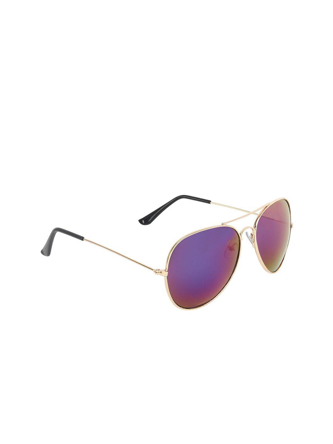 criba unisex purple lens & gold-toned aviator sunglasses with uv protected lens