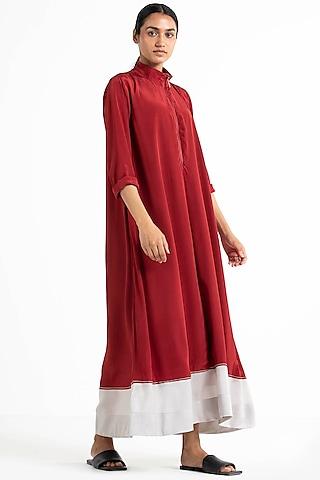 crimson red crepe dress