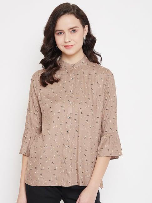 crimsoune club beige printed shirt