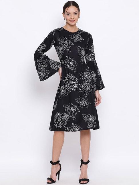 crimsoune club black floral print dress